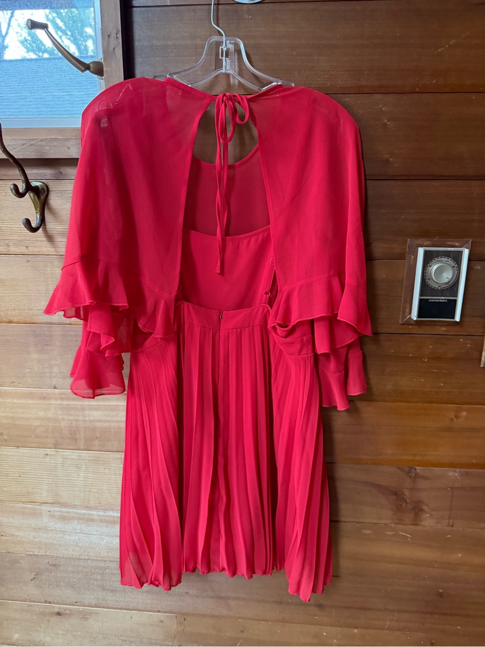 ASOS Red Ruffle Pleated Mini Dress - Picture 3 of 4